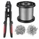 KALLSDY Wire Rope Crimping Tool Kit 328FT Stainless Steel Cable with 200PCS 116 Aluminum Crimping Loop Sleeves and 50PCS Stainless Steel Thimbles