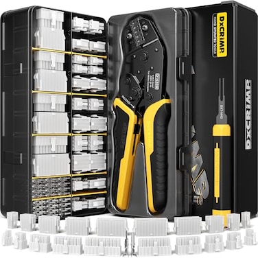 DxCRIMP Crimp Tool MiniFit Jr Kitwith 22 Types 220 Pin Molex 42mm ConnectorWire Gauge 1826 AWG wRemove ToolCrimping Tool 3016 AWG Compatible JST KF2510 AMP DupontRC ServosFutaba