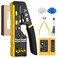 Proster RJ45 Crimp Tool Kit 3 in 1 Pass Through RJ45 Crimper Ethernet Crimping Tool for 8P RJ45 Cat55e Cat66a 6P RJ11 RJ12 with Cable Tester Stripper 50PCS Cat6 Connectors and Protective Covers