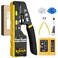 Proster RJ45 Crimp Tool Kit 3 in 1 Pass Through RJ45 Crimper Ethernet Crimping Tool for 8P RJ45 Cat55e Cat66a 6P RJ11 RJ12 with Cable Tester Stripper 50PCS Cat6 Connectors and Protective Covers