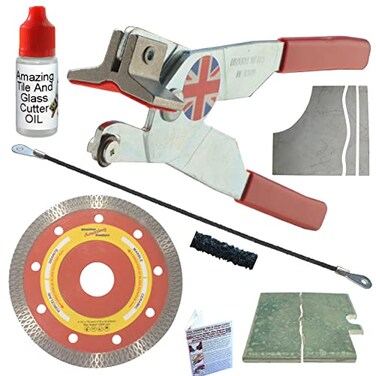 The Amazing Tile And Glass Cutter Ceramic Tile Cutter Kit Cut Curves Notches Corners and Plunge Cut Square Outlets with 4 12 Diamond Blade For Grinder Round Wire Carbide Hacksaw Blade Cuts Any Directi