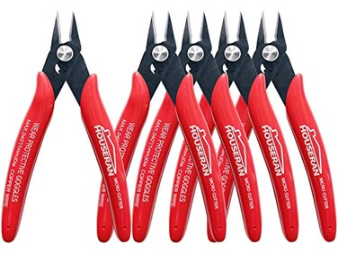 HOUSERAN 170 Wire Cutters Small Wire Cutters 5 PACK 5 Inch Micro Flush Cutter Spring Loaded Cutting Pliers Side Cutters Diagoanl Cutters for Jewelry Making Models Zip Ties Plastic Wire Snips