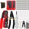 LEATBUY-TECH LEATBUYTECH LEATBUY CAT5 Crimper Tool Kit for RJ45RJ11RJ12CAT6Cat5e Professional Network Crimper Wire Connector Stripper Cutter Computer Maintenance Lan Cable Pliers Tester Repair Set Red