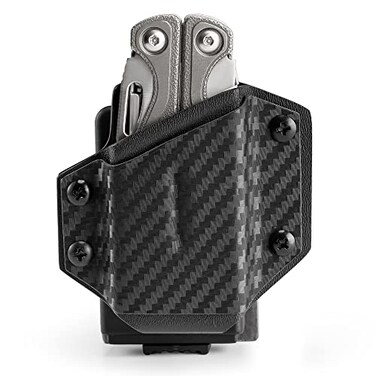 TACTICALGEEK TACTICAL GEEK TX1 Multitool Sheath EDC Multi Tool Sheath Holder Holster Adjustable Sheath with Back Clip for Belt MultiTool not Included Carbon Fiber Grain