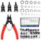 Glarks 261Pcs Snap Ring Pliers and Snap Ring Set A Snap Ring Pliers with 4 Interchangeable Jaws and 260Pcs Internal External CirClips Assortment Kit for Axles Shafts and Other Moving Parts
