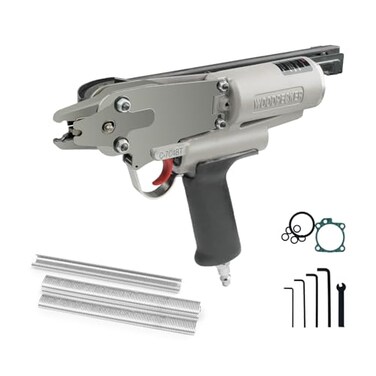 China-top Silver Woodpecker C7C4BT 15 Gauge Professional Pneumatic Hog Ring Gun 34Inch 48mm Closure Diameter C ring piler C Ring Tool Hog Ring Plier C ring gun for Mattress Fencing Cages