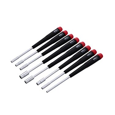 Wiha 26591 Precision Nut Driver Set 8 Piece Inch Tapered Handle ChromePlated Satin Finish