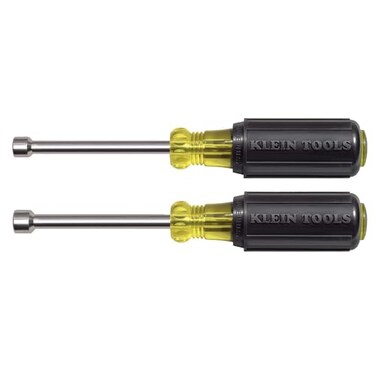 Klein Tools 630M Tool Set Made in USA Magnetic Nut Driver Set with Nut Driver Sizes 14 and 516Inch 3Inch Hollow Shaft Cushion Grips 2Piece