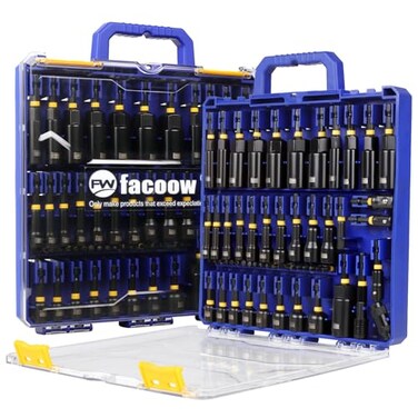 Facoow 55PCS Impact Nut Driver Set Magnetic SAEMetric Nut Drivers Deep Impact Nut Drivers Impact Socket Adapters Wing Nut Driver Power BitQuick Release Extension Pivoting NutsetterStorage Box