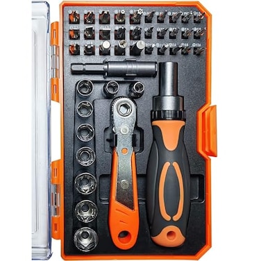 TOOLMAK Ratcheting Screwdriver Set Screwdriver 42 in 1 Ratchet Wrench Set With Rotatable Ratchet Handles Storage Case Household Repair Tool Kits for Bike