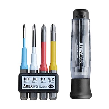 ANEX Screwdriver Replaceable Type Precision Type Set of 4 Bits 00012 No 3614