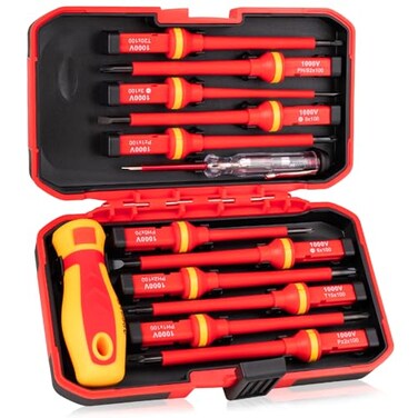 Devvicoo 13PCS 1000V Insulated Screwdriver Set S2 Steel Magnetic Tips PP TPR Grip GPSR for Electrician Tools Industrial Use