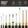 Klein Tools 85850 9Piece Electrician Tool Set with 3 Phillips 3 Slotted 1 ScrewHolding Driver 2 Insulated Drivers Phillips and Square CushionGrip Handle
