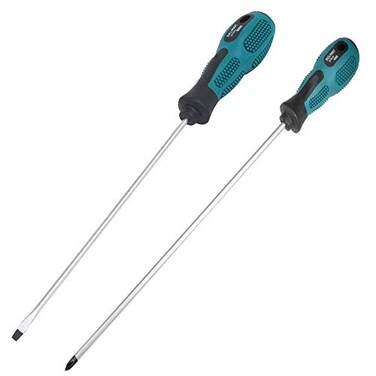 tatoko 12 inches long Slotted and Phillips Screwdriver PH1 12 Long Crosshead Screwdriver Flat Blade Screwdriverset Magnetic Screwdrivers with Rubber Handle 2 Packs