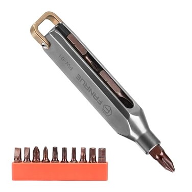 FANAUE Titanium Small EDC Multi Bit Pocket Screwdriver Professional Grade Magnetic Repair Tool Kit 10 in 1 Mini Precision Screwdriver Set Magnetic Repair Multitool for Daily Home Improvement Use