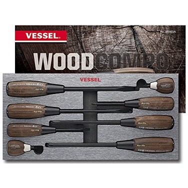 VESSEL WOODCOMPO NonSlip TangThru Screwdriver 8PC SET 3308EVA