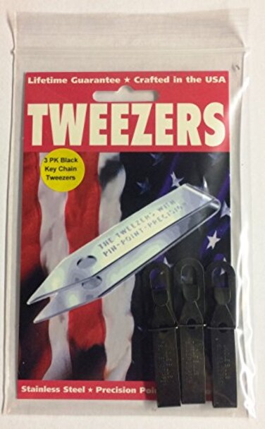 Sliver Gripper 3 Pack Black Oxide Uncle Bills Precision Key Chain Tweezers