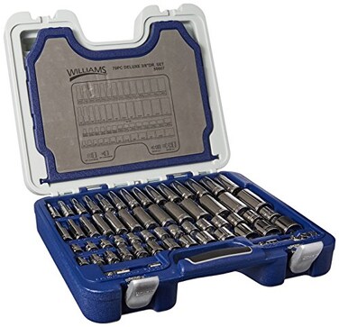 Williams 50607 79 Piece 38 Drive Deluxe Tool Set 6 and 12 Point RuggedCaseSystem Tool Set SAE and Metric with 14 Hex Screwdriver Bits