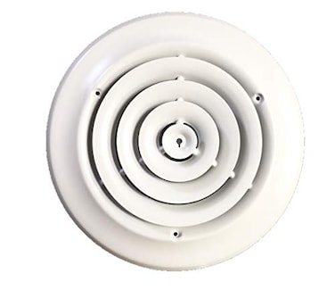 HBW 8 Round Ceiling Diffuser White Powder Coated with Outside Dimension of 12 Fitting in 8 Duct