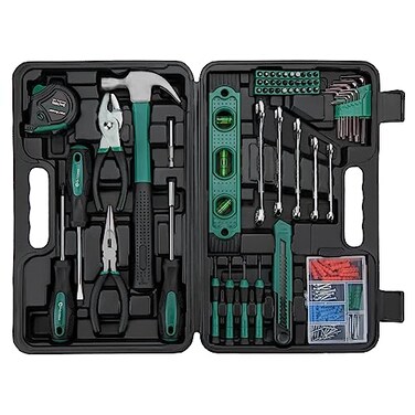 CARTMAN 152Piece Basic Household Hand Tool Setwith Toolbox Storage Case All Purpose Home Tool Kit Includes Essential Tools for Office College Repairs Green