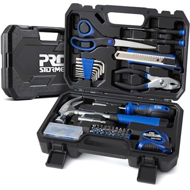 Prostormer 93Piece Tool Kit Basic Household Repair Tool Set with Toolbox Storage Case Small Starter Tool Box Kit for Homeowners and College Students Blue