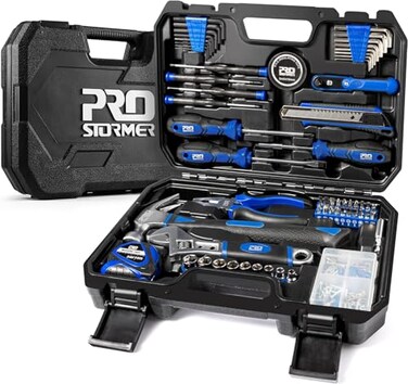 Prostormer 160Piece Home Repair Tool Set General Household Hand Tool Kit with Toolbox Storage Case for House Garage College Dorm and Office Blue