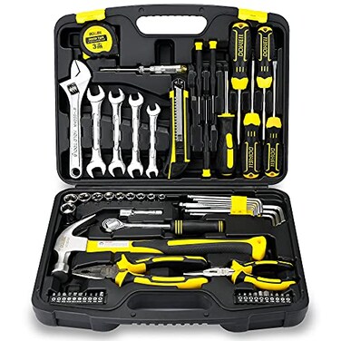 DOWELL 61Piece Tool Set Kit Mechanic Tool Set Socket Wrench Set Auto Repair Household Repair Hand Tool Kit with Plastic Tool Box Storage Case