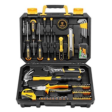 DEKOPRO 100 Piece Home Repair Tool SetGeneral Household Hand Tool Kit with Plastic Tool Box Storage