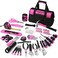THINKWORK Pink Tool Set 207 Piece Ladys Portable Home Repairing Tool Kit with 13 Wide Mouth Open Storage Tool Bag Perfect for DIY Home Maintenance Christmas Gift for Women LHTS034
