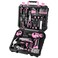 DEKOPRO Drill Set Home Tool Set with 8V Pink Cordless Drill Hand Tool Kit for Women 126 pcs
