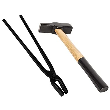 Bonbo Blacksmith Tool Set Includes Wolf Jaw Tongs Blacksmith Tongs and Blacksmiths Hammer Metalworking Tool Striking Tool 00008111000 15