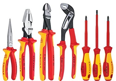 Knipex 989826US 7Piece 1000V Insulated High Leverage Pliers Cutters and Screwdriver Commercial Tool Set