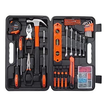 CARTMAN 152Piece Basic Household Hand Tool Setwith Toolbox Storage Case All Purpose Home Tool Kit Includes Essential Tools for Office College Repairs Orange