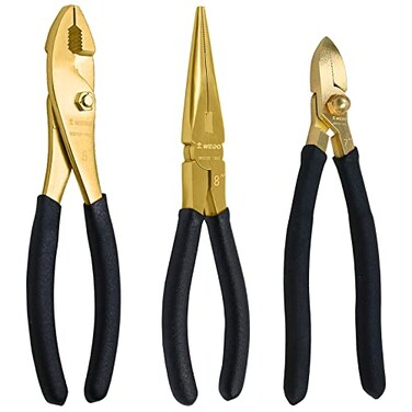 WEDO 3Piece Brass Pliers Set NonSlip Handle 8 Snipe Nose 8 Slip Joint 7 Diagonal Cutting