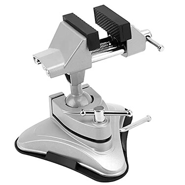 JOIKIT Mini Table Suction Vise 234 Inch Jaw 360 Portable Vacuum Base Vise Hobby Bench Suction Cup Crafting Vise Clamp for DIY Modelling Soldering and Crafting