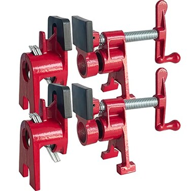 Sutekus 2Pack Pipe Clamps 34 Inch Wood Gluing Pipe Clamp Set with Hshaped Feet Bar Clamps Heavy Duty Woodworking Cast Iron Clamp Fixture 34 Inch