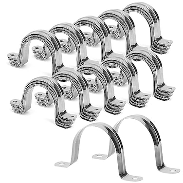 MUKCHAP 100 PCS 2 Inch U Pipe Strap M50 Stainless Steel Bracket Clamp for PVC Pipe 50mm