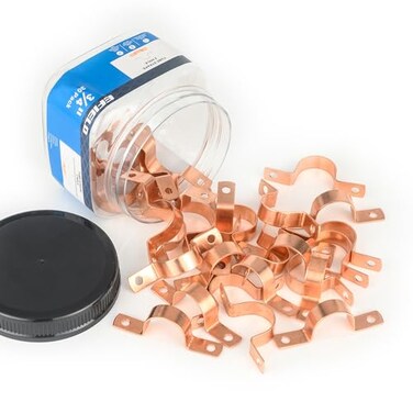 EFIELD 30Pack 34Inch Copper Pipe Strap TwoHole Clamp Mount Copper Made Pro Pack COPPER024