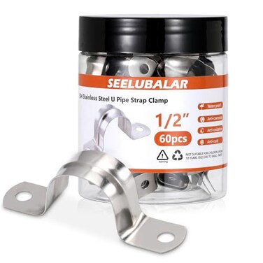 SEELUBALAR M12 Pipe Clamps 12 Inch 304 Stainless Steel Conduit Clamps 2 Hole Strap U Bracket Rigid Pipe Strap Metal U Clamp Conduit Strap Tension Clips Utube Pipe Clamps12mm