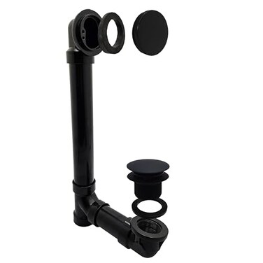 Westbrass 493144H62 12 4 Bath Waste Overflow Assembly with TipToe Drain Plug and Illusionary FaceplateSCH 40 ABS Pipe 1Pack Matte Black