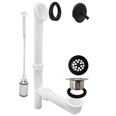 Westbrass 59224462 White 112 Tubular Trip Lever Bath Waste Drain Kit Matte Black