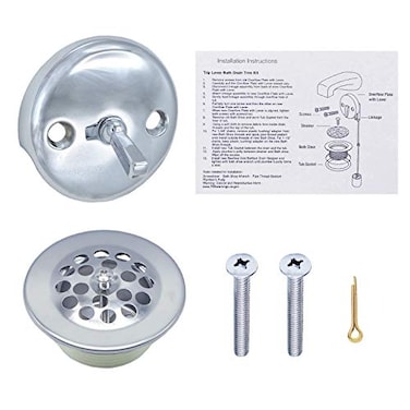 Gold-Hao-the-bathroom GoldHaothebathroom Trip Lever Bathtub Drain and Overflow Faceplate Trim Kit with Screws Chrome