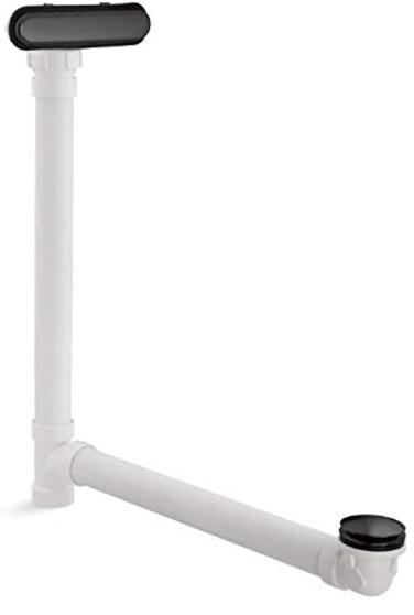 KOHLER 7272BL Clearflo Slotted Overflow Bath Drain with ToeTap Stopper Above or ThroughtheFloor Placement Matte Black