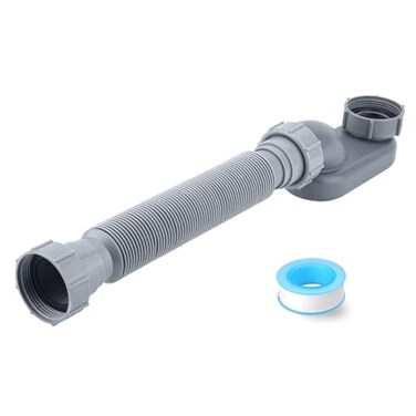 Cinsda Low Profile 1 12 P Trap Flexible Bathtub Shower Drain Pipe Flat P Trap Freestanding Tub Drain for Bath