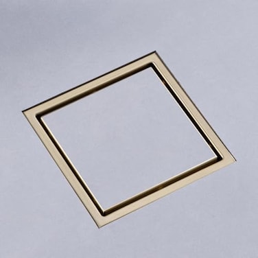 SISEHO 304 stainless steel square shower floor drain brushed gold6inch invisible bathtub drain pipe bathroom tile insert antiblocking with detachable filter screen 6x6 Inch Brushed Gold