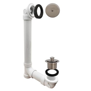 Westbrass Pull Drain Sch 40 PVC Bath Waste with OneHole Top Elbow Satin Nickel D4972107