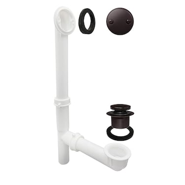Westbrass 59324412 14 x 112 White Tubular Bathtub Waste Overflow Assembly with TipToe Drain Plug and 2Hole Faceplate 1Pack Oil Rubbed Bronze