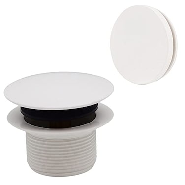 Westbrass D398RK50 112 NPSM Coarse Thread Mushroom TipToe Bathtub Drain Stopper with Illusionary Overflow Faceplate Powder Coat White