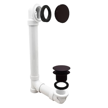 Westbrass 493244H12 14 Sch 40 PVC Bath Waste Overflow Assembly with Illusionary Faceplate and TipToe Drain Plug Oil Rubbed Bronze