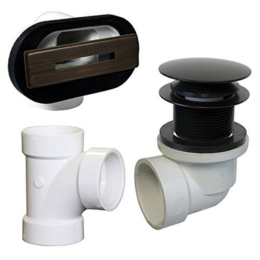 Westbrass D560RK12 SCH 40 PVC 112 Coarse Thread Plumbers Pack TipToe Bathtub Drain Plug with Linear Overflow Faceplate Tee Elbows Oil Rubbed Bronze